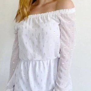 White House Black Market White and Gold Dress